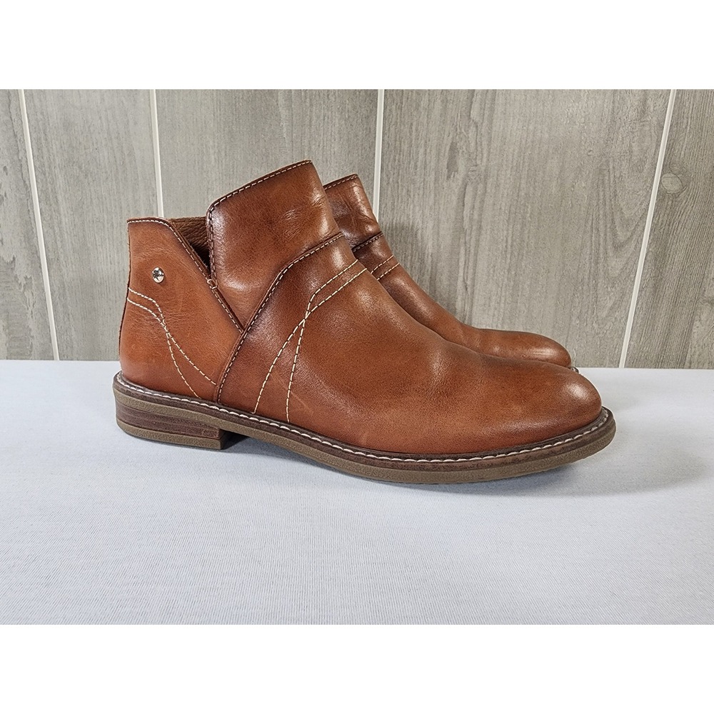 Pikolinos Aldaya Ankle Boots Women Size 39 Brandy Cognac Leather Zip Comfort